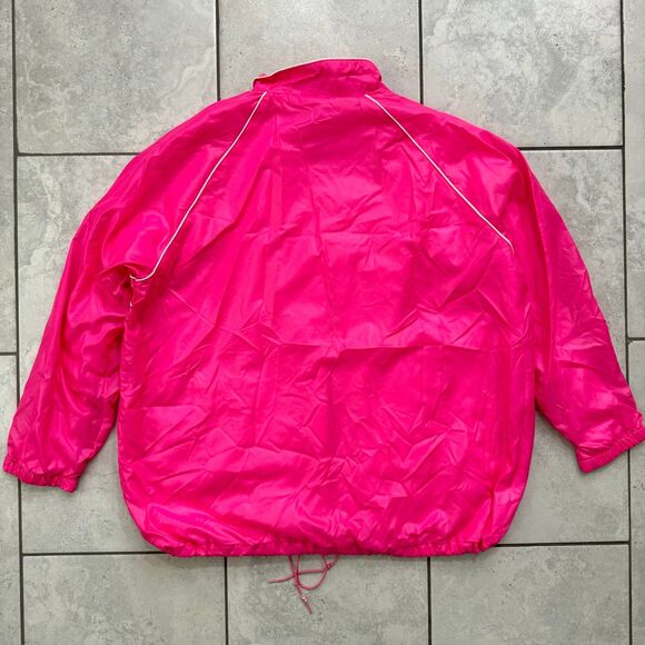 Vintage 90s Bubble Gum Pink Windbreaker Snap Jacket Plus Size L 22R Womens - Picture 2 of 6